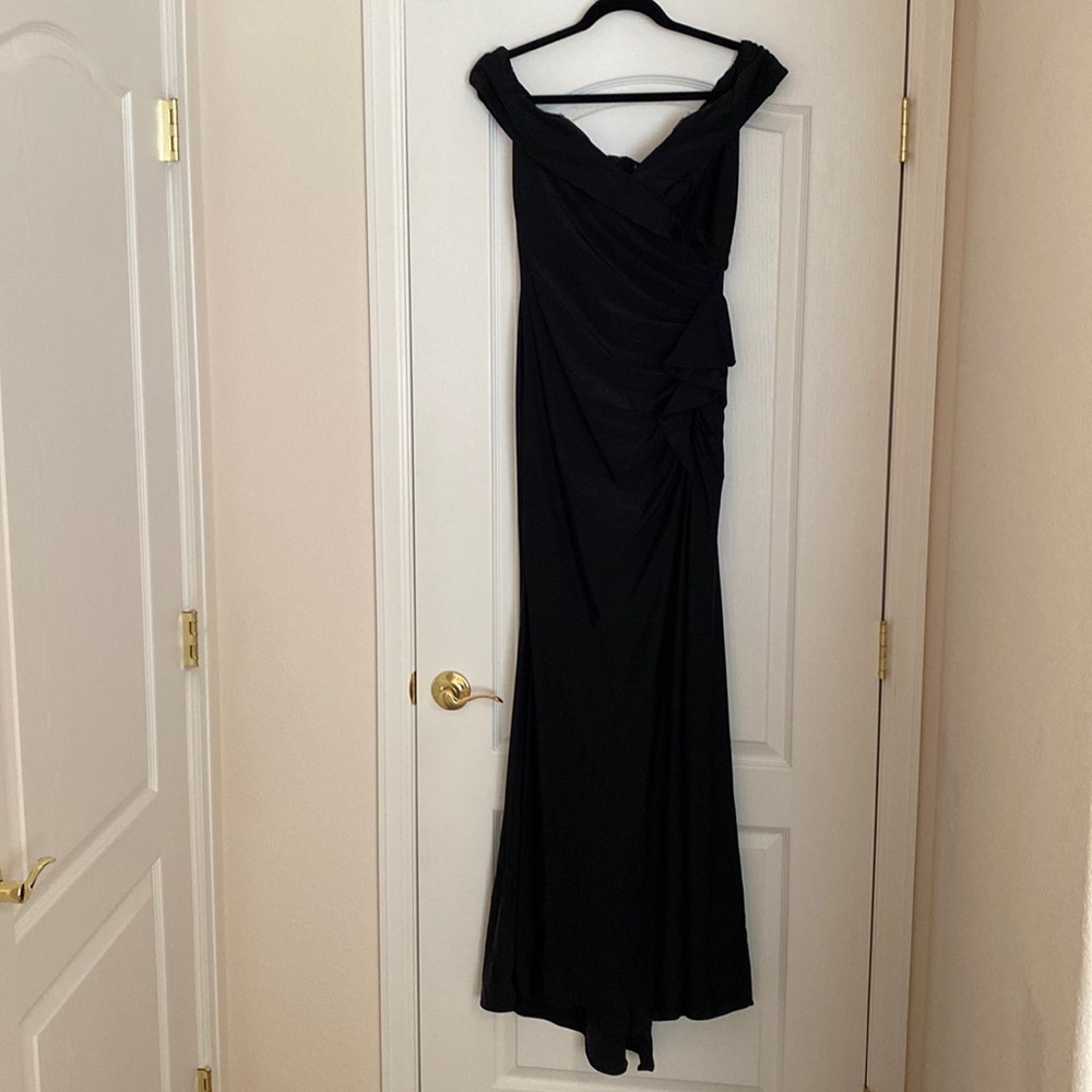 La Femme Ruched Sheath Gown